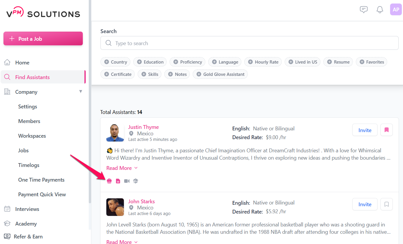 Briefcase icon indicator