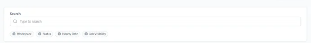 Search and filter options in the Jobs Tab