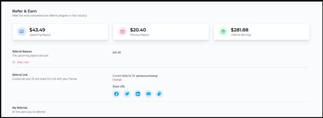 Referral Link Dashboard