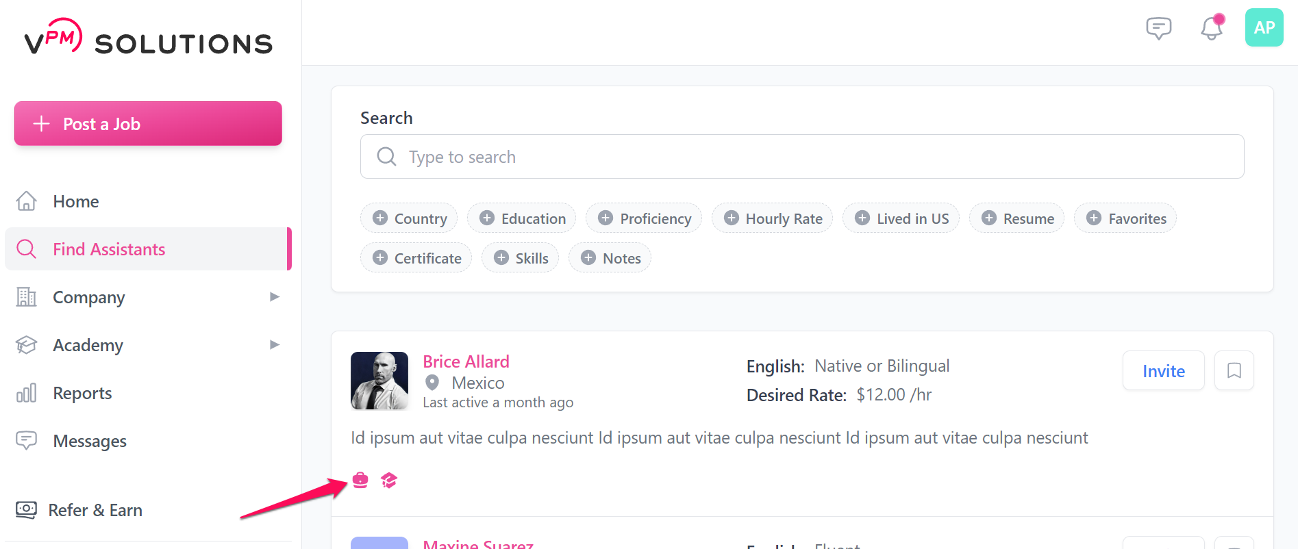 Working badge on profile card